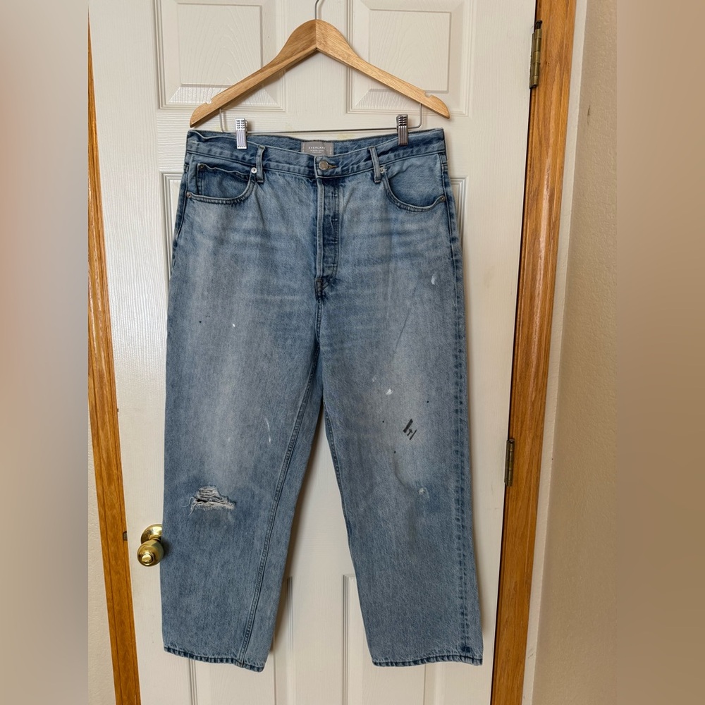 Everlane the 90s way-high jean in distressed light blue wash